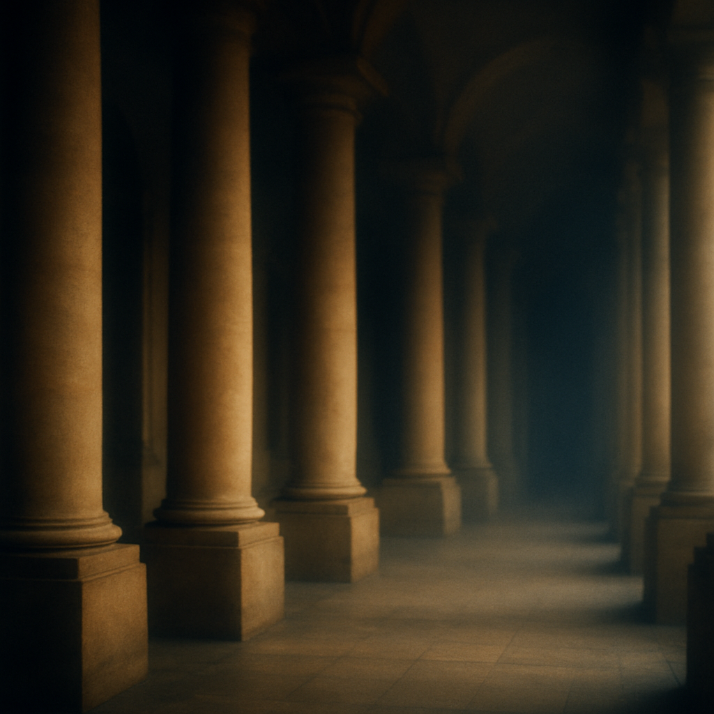 Classical colonnade representing investment discipline